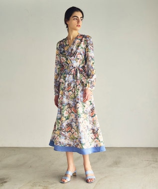 GRACE CONTINENTAL グラデフラワープリントトップ サックス