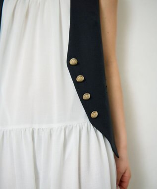 GRACE CONTINENTAL リネン混ツイルジレ ブラック