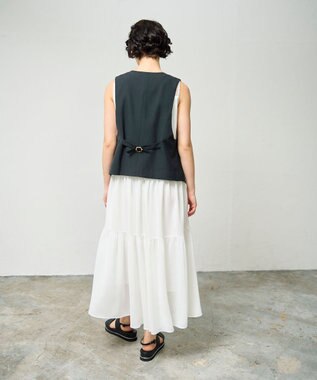 GRACE CONTINENTAL リネン混ツイルジレ ブラック