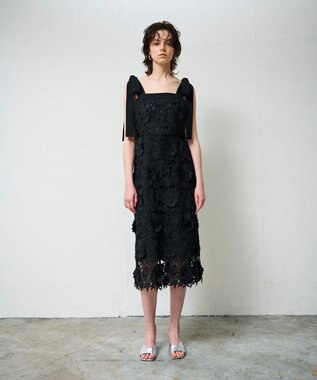 GRACE CONTINENTAL ケミカルフラワーレースワンピース ブラック