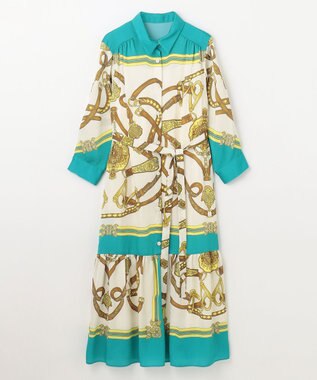 GRACE CONTINENTAL スカーフプリントシャツドレス グリーン