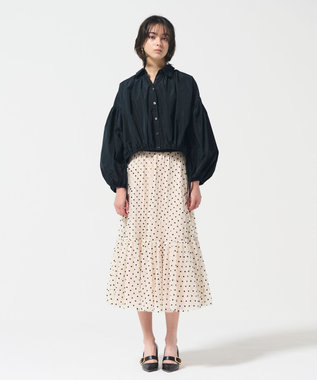 GRACE CONTINENTAL タフタギャザーシャツ ブラック