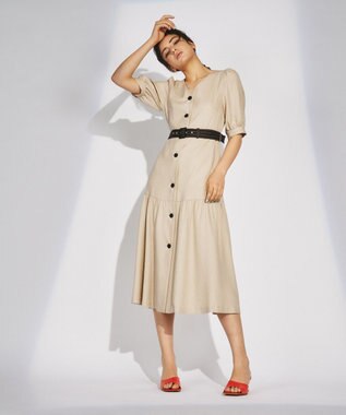 麻調ティアードワンピース, レッド, 36 麻調ティアードワンピース, レッド, 36