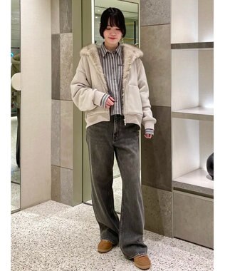 GRACE CONTINENTAL ストライプショートシャツ ブラック