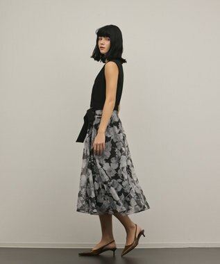 GRACE CONTINENTAL カシュクールフラワープリントワンピース ブラック