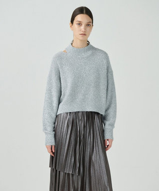 GRACE CONTINENTAL ラメフェザーニットトップ シルバー