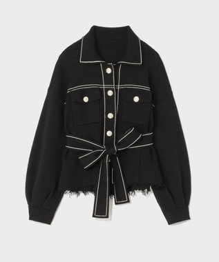 GRACE CONTINENTAL ニットワークジャケット ブラック