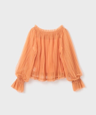 GRACE CONTINENTAL チュールプリーツトップ オレンジ