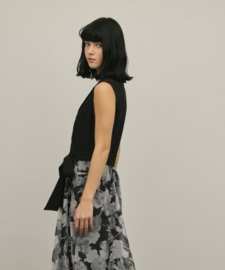 GRACE CONTINENTAL カシュクールフラワープリントワンピース ブラック