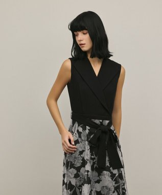 GRACE CONTINENTAL カシュクールフラワープリントワンピース ブラック