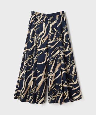 GRACE CONTINENTAL チェーンプリントタックキュロット ネイビー