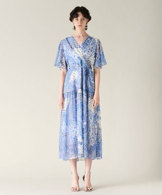 GRACE CONTINENTAL ペイズリーカシュクールワンピース ブルー