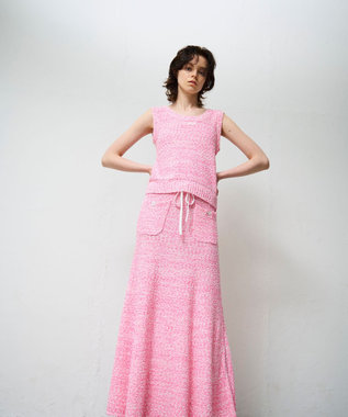 GRACE CONTINENTAL ネップツイードニットノースリーブ ピンク