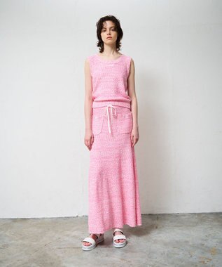 GRACE CONTINENTAL ネップツイードニットノースリーブ ピンク