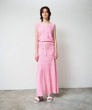 GRACE CONTINENTAL ネップツイードニットノースリーブ ピンク