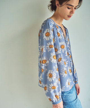 GRACE CONTINENTAL マーガレットフラワープリントブラウス ブルー