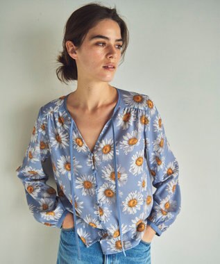 GRACE CONTINENTAL マーガレットフラワープリントブラウス ブルー