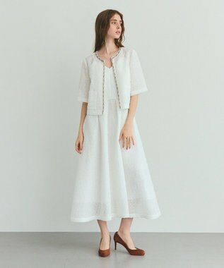 GRACE CONTINENTAL メッシュツイードキャミドレス ホワイト