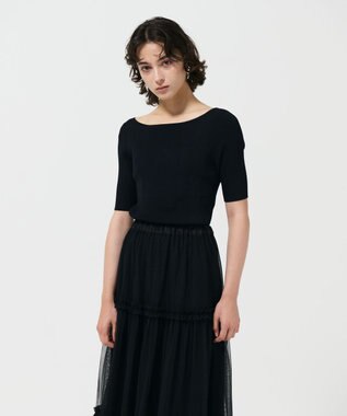 GRACE CONTINENTAL リブカシュクールニットトップ ブラック