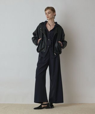 GRACE CONTINENTAL フェイクレザーライダース ブラック