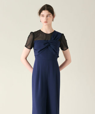 GRACE CONTINENTAL ドレープリボンサロペット ネイビー