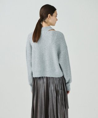 GRACE CONTINENTAL ラメフェザーニットトップ シルバー