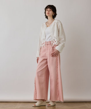 GRACE CONTINENTAL フリンジバギーパンツ ピンク