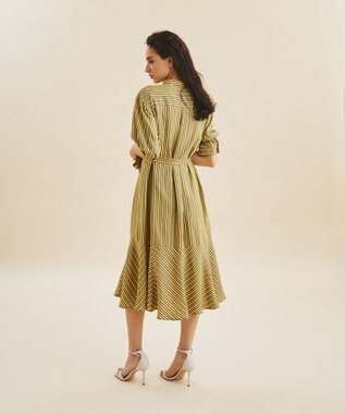 MARIA24SS 【Beige】Mulch stripe belt set dress | MARIA
