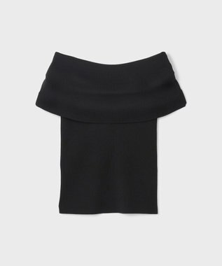 GRACE CONTINENTAL オフショルリブニットトップ ブラック