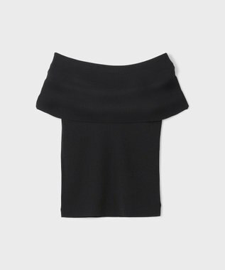 GRACE CONTINENTAL オフショルリブニットトップ ブラック