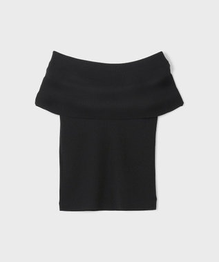 GRACE CONTINENTAL オフショルリブニットトップ ブラック