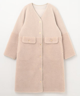 GRACE CONTINENTAL ノーカラーボアムートンコート ベージュ