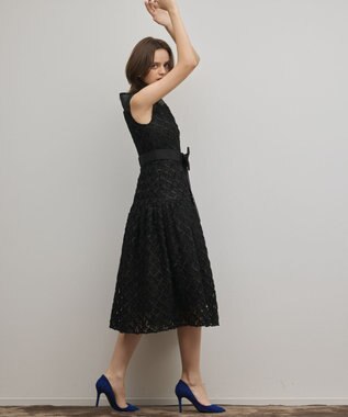 GRACE CONTINENTAL コード刺繍ワンピース ブラック