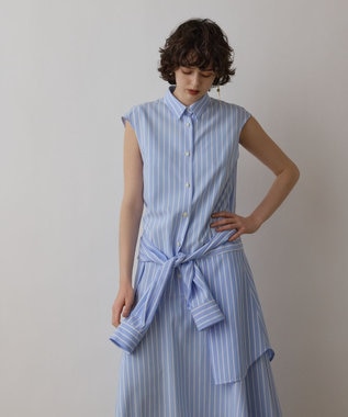 GRACE CONTINENTAL ストライプシャツワンピース ブルー