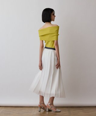 GRACE CONTINENTAL オフショルリブニットトップ イエロー