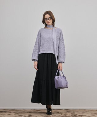 GRACE CONTINENTAL ティアードエンブロイダリースカート ブラック