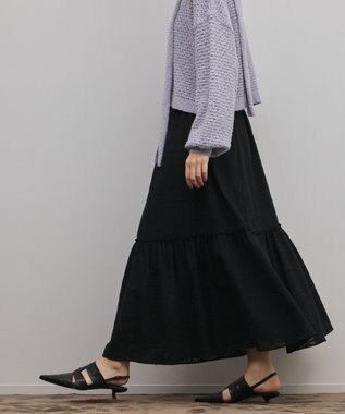 GRACE CONTINENTAL ティアードエンブロイダリースカート ブラック