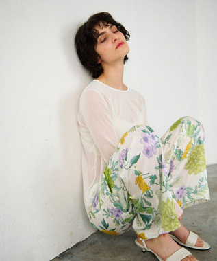 GRACE CONTINENTAL フラワープリントワークパンツ キナリ