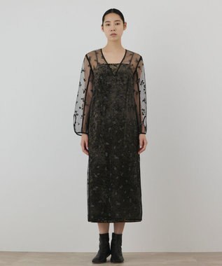GRACE CONTINENTAL 刺繍レイヤードベロアワンピース