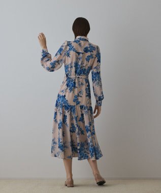 GRACE CONTINENTAL ブーケフラワープリントワンピース ベージュ