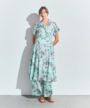 GRACE CONTINENTAL リゾートプリントツイルドレス ミント