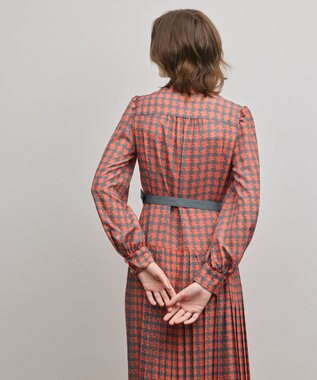 GRACE CONTINENTAL バイカラーチェックプリントワンピース レッド