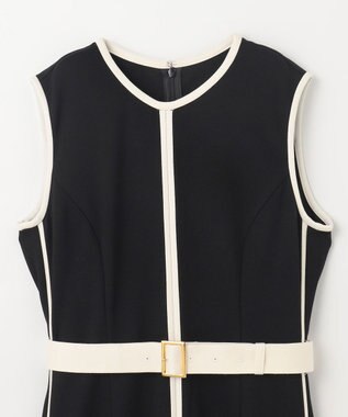 GRACE CONTINENTAL 配色ポンチフレアワンピース ブラック