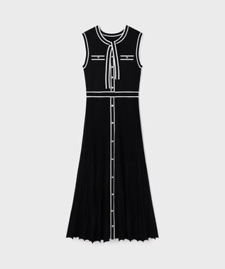 GRACE CONTINENTAL バイカラーボウタイニットワンピース ブラック