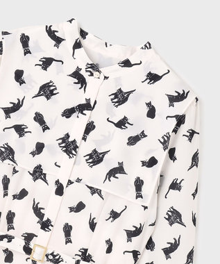 GRACE CONTINENTAL キャットプリントフライヨークワンピース キナリ