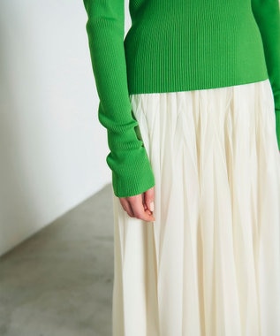 GRACE CONTINENTAL リブスクエアニットトップ グリーン