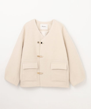 GRACE CONTINENTAL ノーカラーシャギーコート キナリ