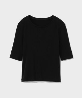 GRACE CONTINENTAL ハーフスリーブリブトップ ブラック