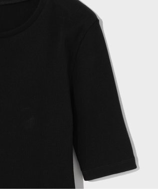 GRACE CONTINENTAL ハーフスリーブリブトップ ブラック