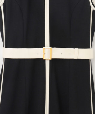 GRACE CONTINENTAL 配色ポンチフレアワンピース ブラック